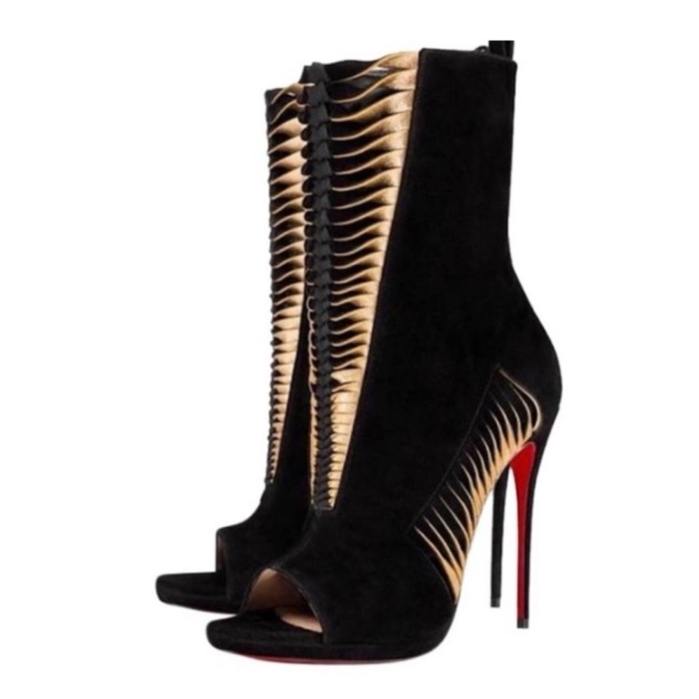 Elegant Black and Gold Stiletto Boots